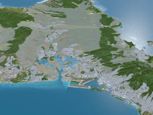 Oahu island hawaii city usa 80km 3D Model