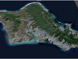 Oahu island hawaii city usa 80km 3D Модель