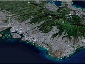 Oahu island hawaii city usa 80km 3D Model