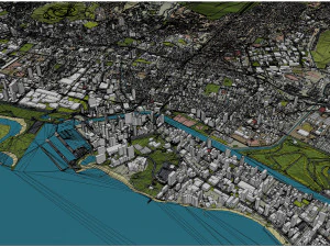 Oahu island hawaii city usa 80km 3D Model