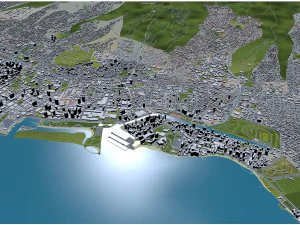 Oahu island hawaii city usa 80km 3D Model
