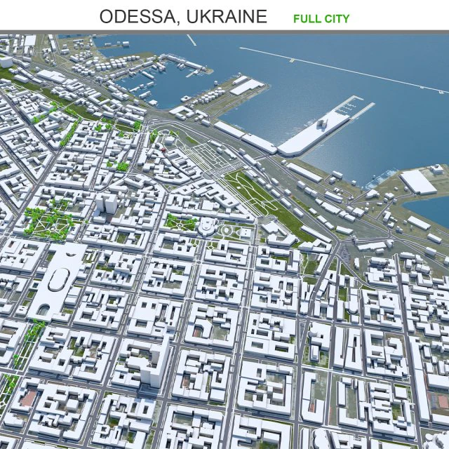 Odessa city ukraine 60km 3D Model .c4d .max .obj .3ds .fbx .stl .blend 