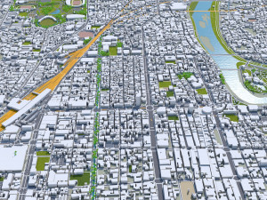 Okayama city japan 100km 3D Model
