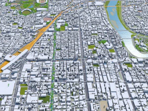 Okayama city japan 100km 3D Model