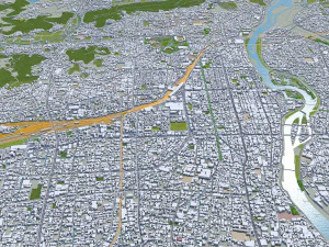 Okayama city japan 100km 3D Model