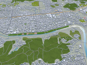 Okayama city japan 100km 3D Model