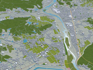 Okayama city japan 100km 3D Model
