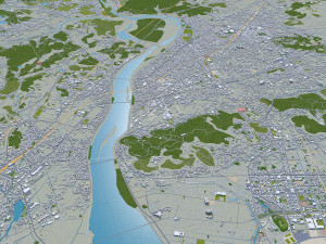 Okayama city japan 100km 3D Model