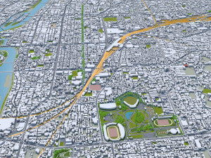 Okayama city japan 100km 3D Model
