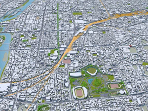 Okayama city japan 100km 3D Model