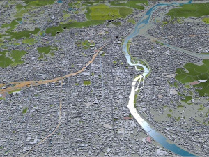 Okayama city japan 100km 3D Model