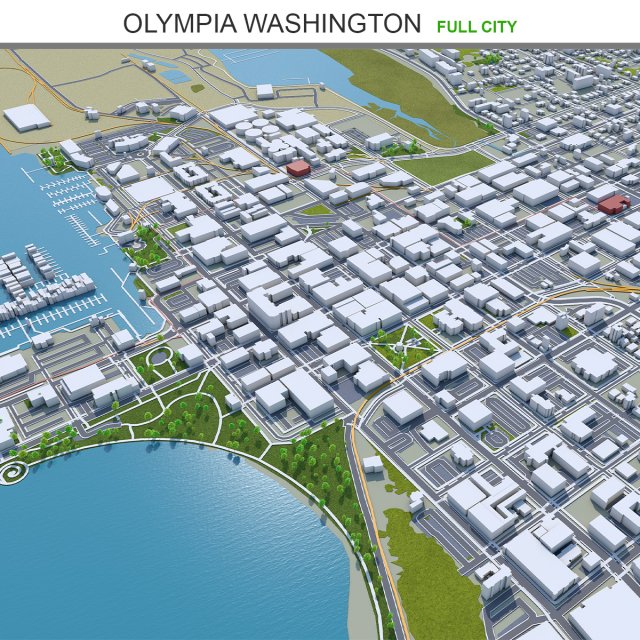 Olympia city washington 40km Model 3D .c4d .max .obj .3ds .fbx .stl .blend 