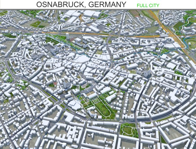 Osnabruck city germany 50km 3D 模型 .c4d .max .obj .3ds .fbx .stl .blend 