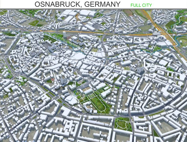Osnabruck city germany 50km 3D Model .c4d .max .obj .3ds .fbx .stl .blend 