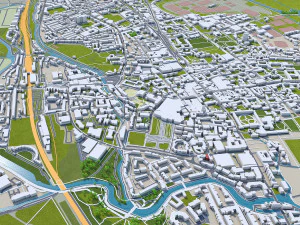 Cidade de Oxford Inglaterra 50 km Modelo 3D