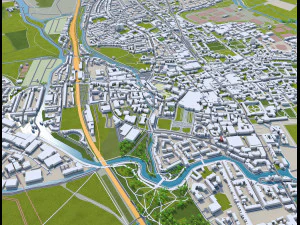 Oxford city england 50km 3D Model