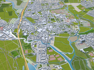 Oxford city england 50km 3D Model
