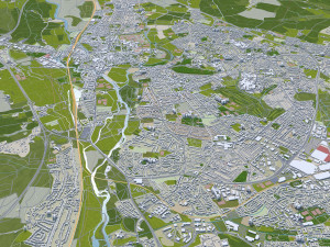 Oxford city england 50km 3D Model