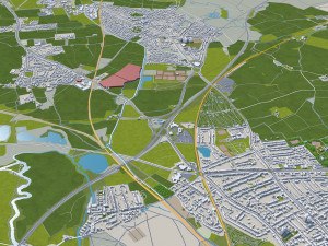 Oxford city england 50km 3D Model