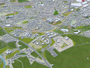 Oxford city england 50km 3D Model
