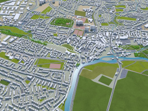 Oxford city england 50km 3D Model