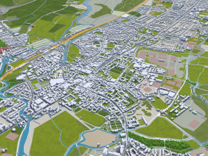 Oxford city england 50km 3D Model