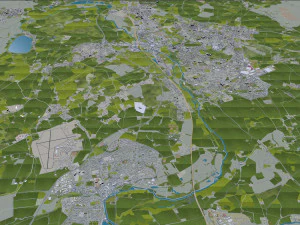 Oxford city england 50km 3D Model