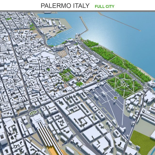 Palermo city italy 40km 3D Model .c4d .max .obj .3ds .fbx .stl .blend