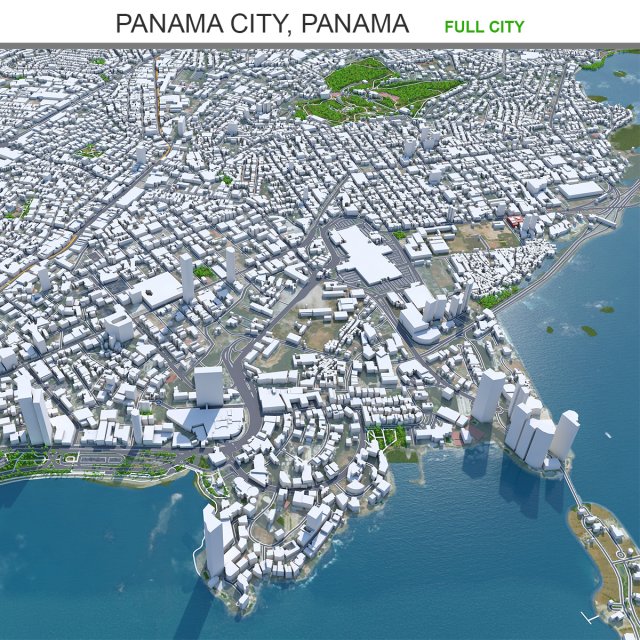 Panama city panama 80km 3Dモデル .c4d .max .obj .3ds .fbx .stl .blend 