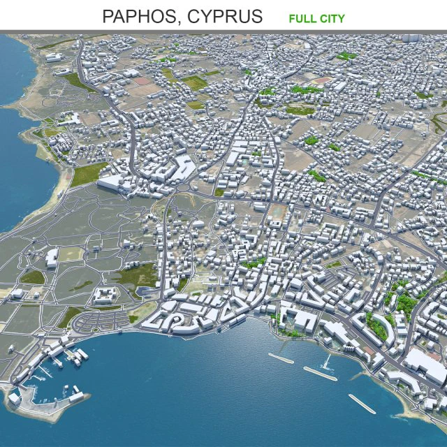 Paphos city cyprus 30km 3D Model .c4d .max .obj .3ds .fbx .stl .blend