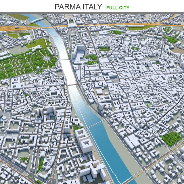 Parma city italy 20km 3D 모델 .c4d .max .obj .3ds .fbx .stl .blend 