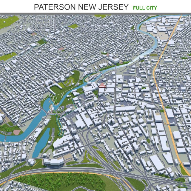 Paterson city new jersey 20km 3Dモデル .c4d .max .obj .3ds .fbx .stl .blend 