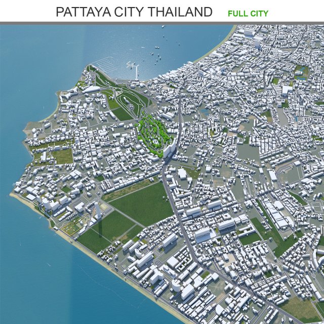 Pattaya city thailand 60km Model 3D .c4d .max .obj .3ds .fbx .stl .blend 