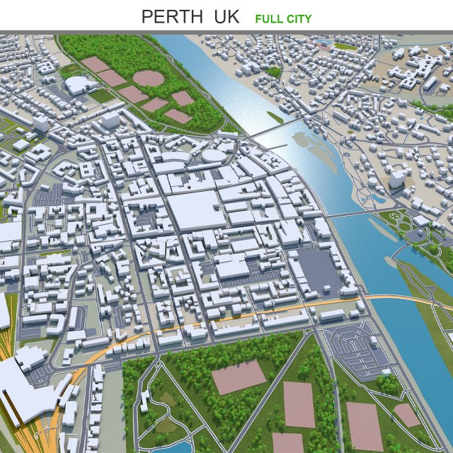 Perth city uk 20km 3D मॉडल .c4d .max .obj .3ds .fbx .stl .blend 