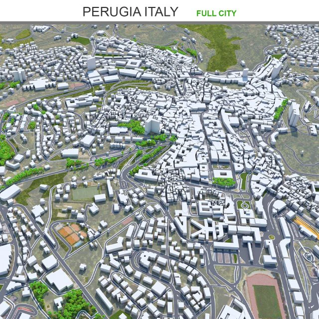 Perugia city italy 30km 3D Model .c4d .max .obj .3ds .fbx .stl .blend 