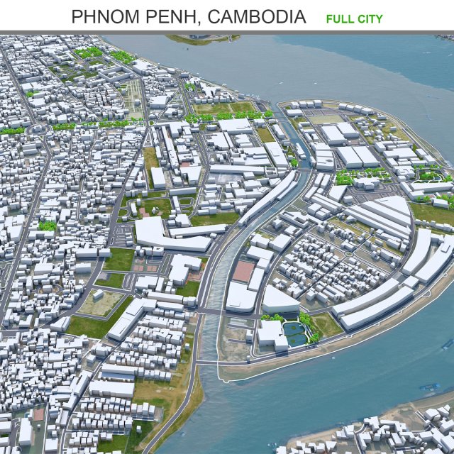 Phnom penh city cambodia 50km 3D Model .c4d .max .obj .3ds .fbx .stl .blend 
