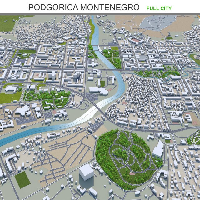 Podgorica city montenegro 30km 3D 模型 .c4d .max .obj .3ds .fbx .stl .blend 