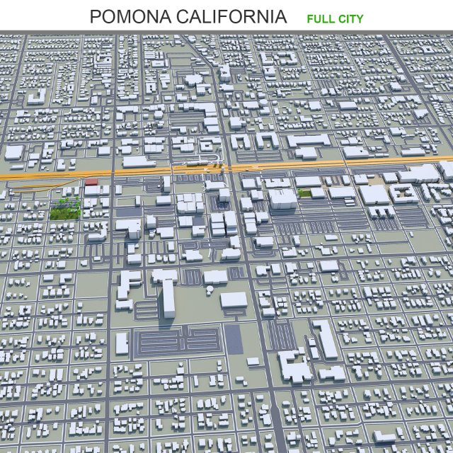 Pomona city california 30km Model 3D .c4d .max .obj .3ds .fbx .stl .blend