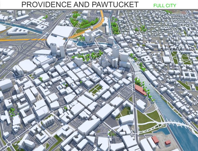Providence and pawtucket rhode city island usa 30km 3D Model .c4d .max .obj .3ds .fbx .stl .blend 