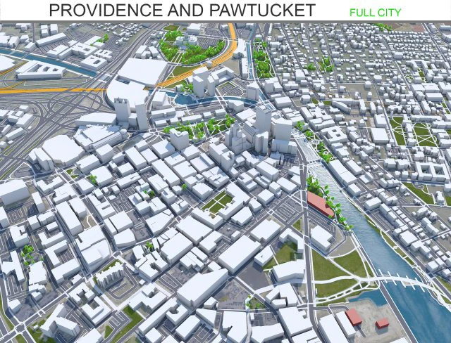 Providence and pawtucket rhode city island usa 30km 3D Model .c4d .max .obj .3ds .fbx .stl .blend 