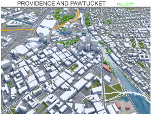 Providence and pawtucket rhode city island usa 30km 3D Model