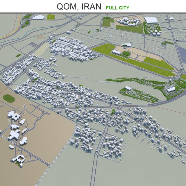 Qom city iran 60km 3D Model .c4d .max .obj .3ds .fbx .stl .blend 