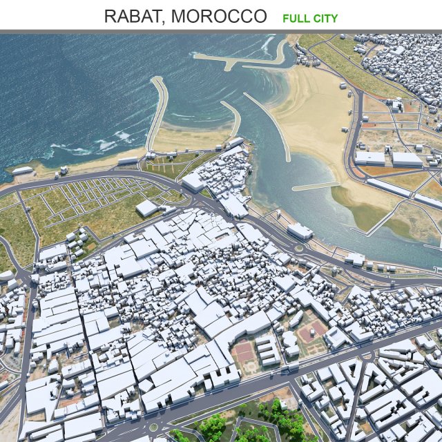 Rabat city morocco 30km Modèle 3D .c4d .max .obj .3ds .fbx .stl .blend 