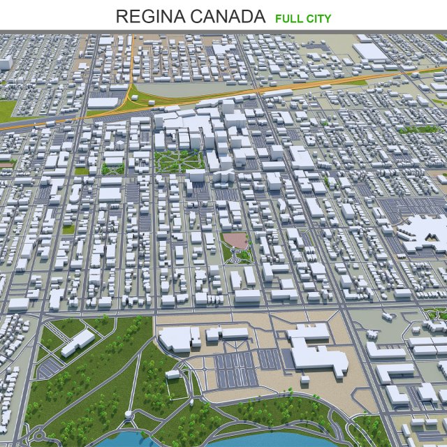Regina city canada 30km Modelo 3D .c4d .max .obj .3ds .fbx .stl .blend 