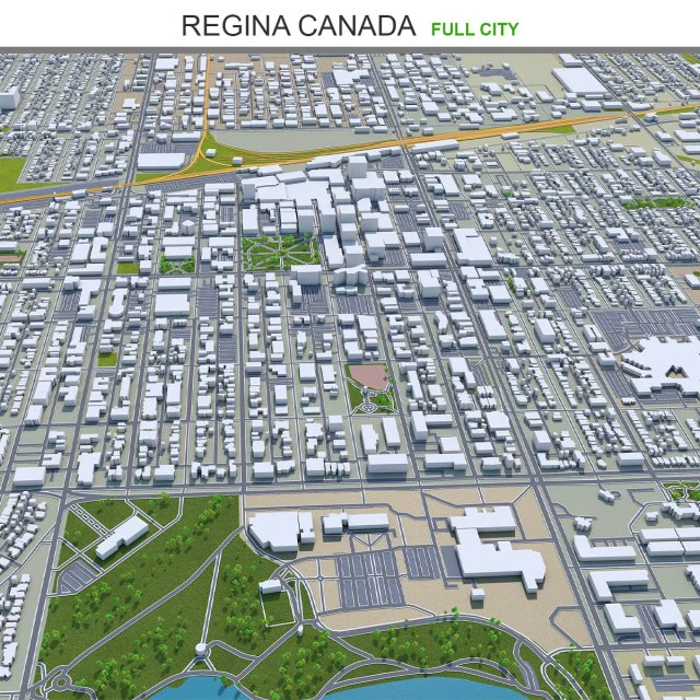 Regina city canada 30km 3D Model .c4d .max .obj .3ds .fbx .stl .blend 