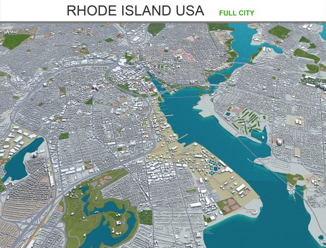 rhode city island usa 150km 3D Модель .c4d .max .obj .3ds .fbx .stl .blend 
