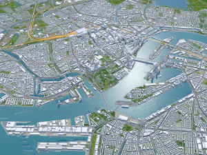 Rotterdam city south holland 40km 3D Model