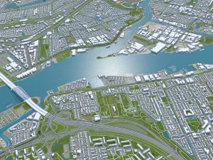 Rotterdam city south holland 40km 3D Model