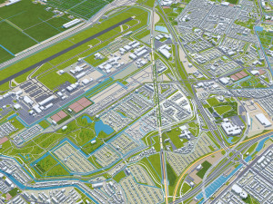 Rotterdam city south holland 40km 3D Model