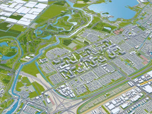 Rotterdam city south holland 40km 3D Model